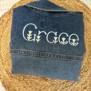 Grace Embroidered Blue Denim Jean Jacket- NOT TBBC